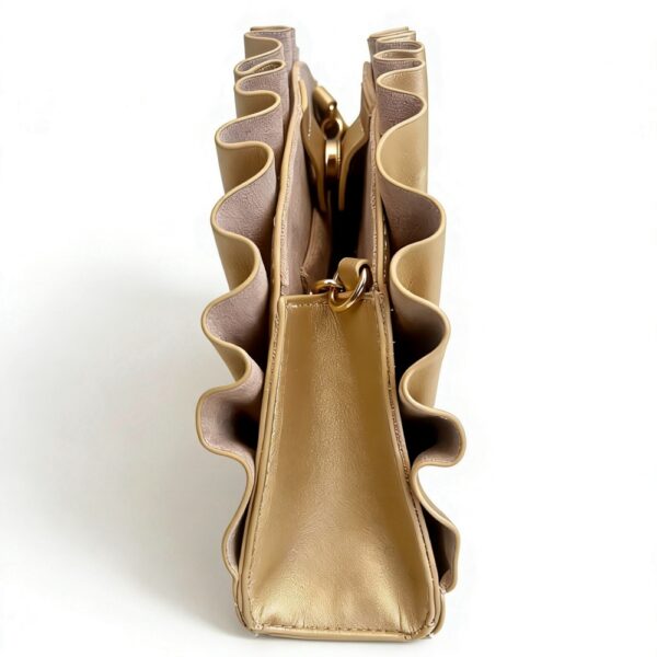 Gold Pleated Clutch Bag with Chain Strap