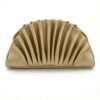 Gold Pleated Clutch Bag with Chain Strap