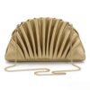 Gold Pleated Clutch Bag with Chain Strap