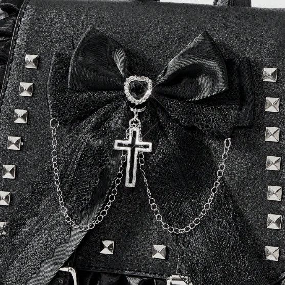 Gothic Lace Bow Studded Backpack