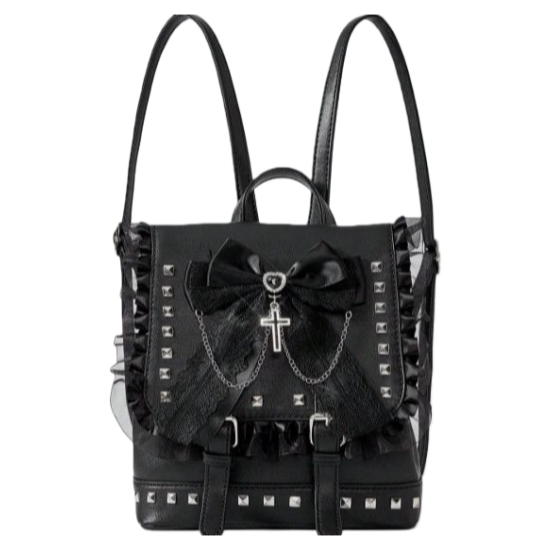 Gothic Lace Bow Studded Backpack