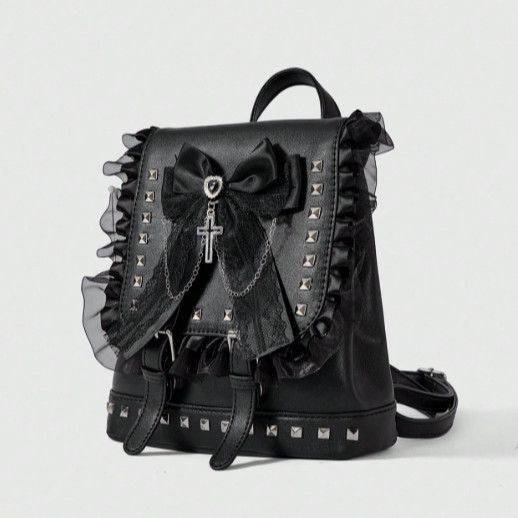 Gothic Lace Bow Studded Backpack