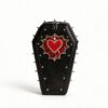 Gothic Coffin Shape Red Heart Studded Crossbody Bag
