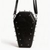 Gothic Coffin Shape Red Heart Studded Crossbody Bag