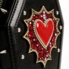 Gothic Coffin Shape Red Heart Studded Crossbody Bag