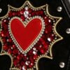 Gothic Coffin Shape Red Heart Studded Crossbody Bag