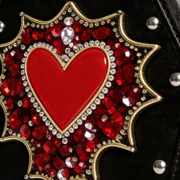 Gothic Coffin Shape Red Heart Studded Crossbody Bag