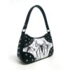 Spider Print Studded Hobo Shoulder Bag