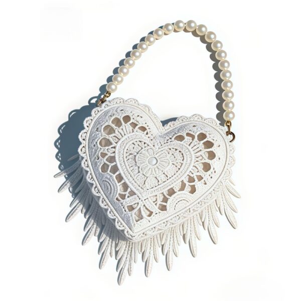 Romantic Fringe Heart Pearl Mini Bag