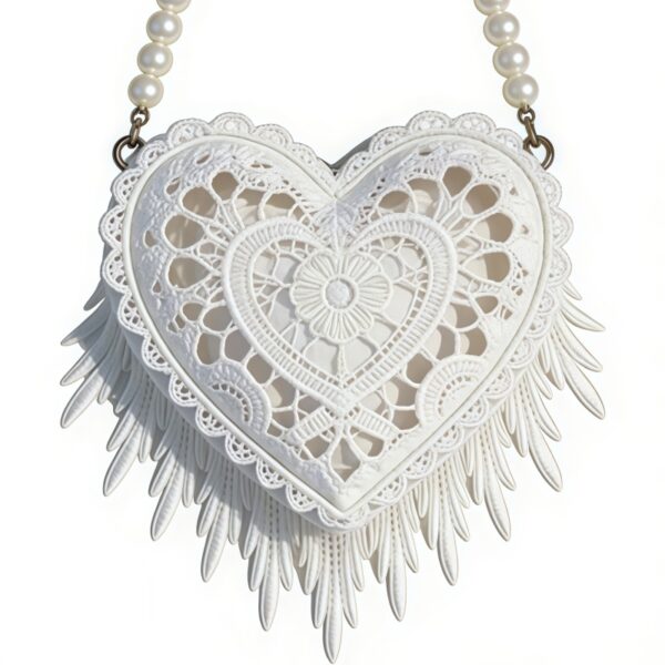 Romantic Fringe Heart Pearl Mini Bag