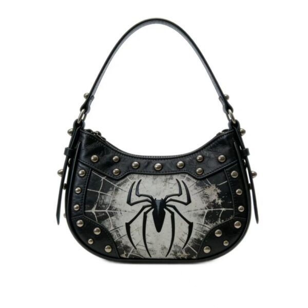 Spider Studded Hobo Shoulder Bag