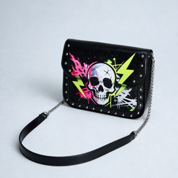 Neon Skull Studded Crossbody Bag