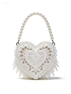 Romantic Fringe Heart Pearl Mini Bag