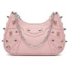 Pink Spiked Hobo Shoulder Bag