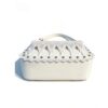 White Lace Fringe Studded Crossbody Saddle Bag
