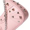 Pink Spiked Hobo Shoulder Bag