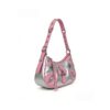 Y2K Pink & Silver Cross Hobo Shoulder Bag
