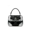 Black & Silver Cross Studded Top-Handle Bag