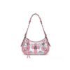 Y2K Pink & Silver Cross Hobo Shoulder Bag