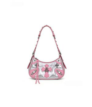 98136937984d4938b1bfad3f8d1bb357.jpeg~tplv-a9rns2rl98-downsize_watermark_1_5_b Y2K Pink & Silver Cross Hobo Shoulder Bag