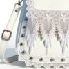 White Lace Fringe Studded Crossbody Saddle Bag