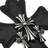 Black & Silver Cross Studded Top-Handle Bag