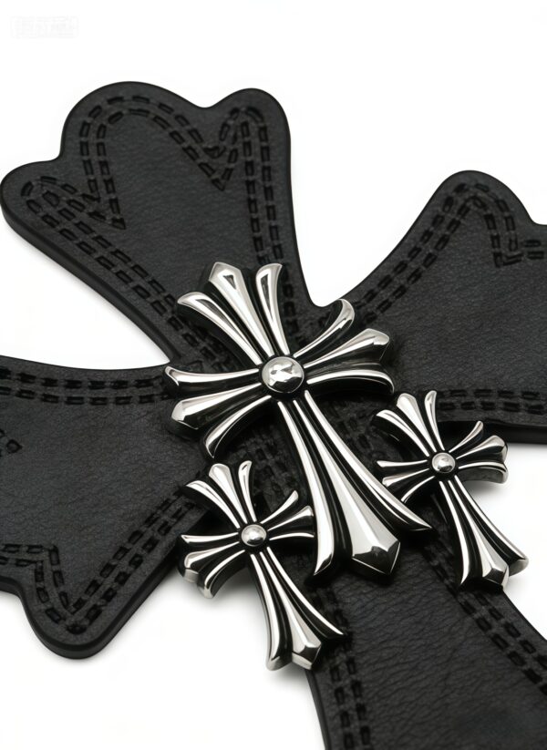 Black & Silver Cross Studded Top-Handle Bag