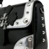 Black & Silver Cross Studded Top-Handle Bag
