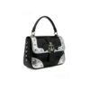 Black & Silver Cross Studded Top-Handle Bag