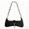 Spiked Chain Baguette Shoulder Bag
