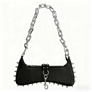Spiked Chain Baguette Shoulder Bag