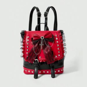 Red & Black Gothic Bow Cross Mini Backpack