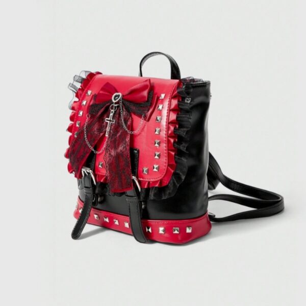 Red & Black Gothic Bow Cross Mini Backpack