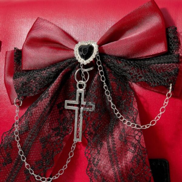 Red & Black Gothic Bow Cross Mini Backpack