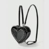 Spiked Black Patent Heart Convertible Backpack
