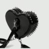 Spiked Black Patent Heart Convertible Backpack