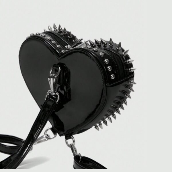 Spiked Black Patent Heart Convertible Backpack