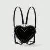 Spiked Black Patent Heart Convertible Backpack