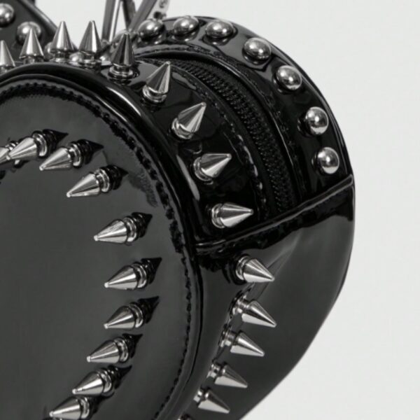 Spiked Black Patent Heart Convertible Backpack