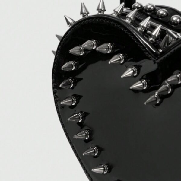 Spiked Black Patent Heart Convertible Backpack