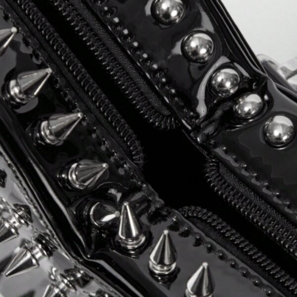 Spiked Black Patent Heart Convertible Backpack