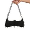 Spiked Chain Baguette Shoulder Bag
