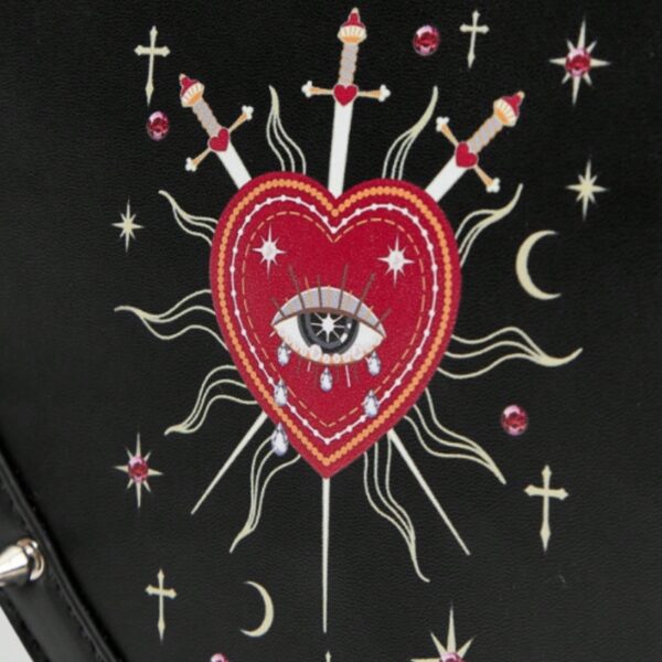 Occult Eye & Dagger Studded Heart Crossbody Bag
