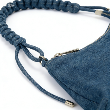 Braided Strap Denim Hobo Shoulder Bag
