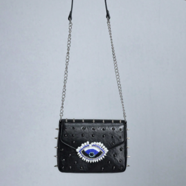 Evil Eye Studded Crossbody Bag