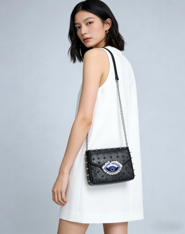 Evil Eye Studded Crossbody Bag