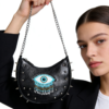 Evil Eye Studded Saddle Crossbody Bag