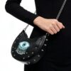 Evil Eye Studded Saddle Crossbody Bag