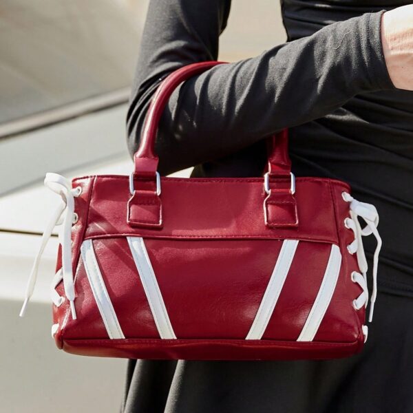 Stripe Lace-Up Mini Handbag