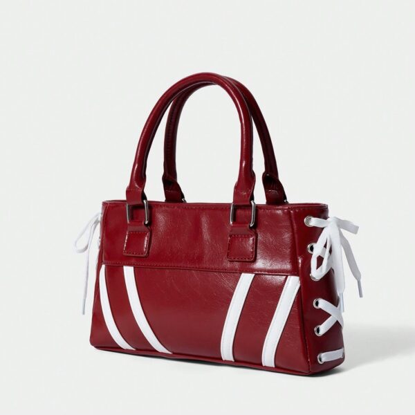 Stripe Lace-Up Mini Handbag